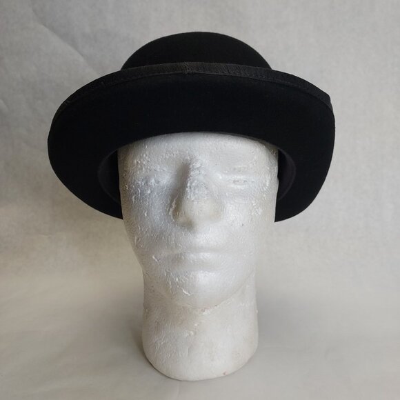 Bailey of Hollywood Derby Hat Sz Large 100% Wool Black Made in USA Vintage Lined - Picture 2 of 16
